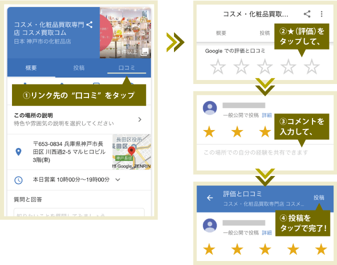 スマートフォンの口コミ投稿方法